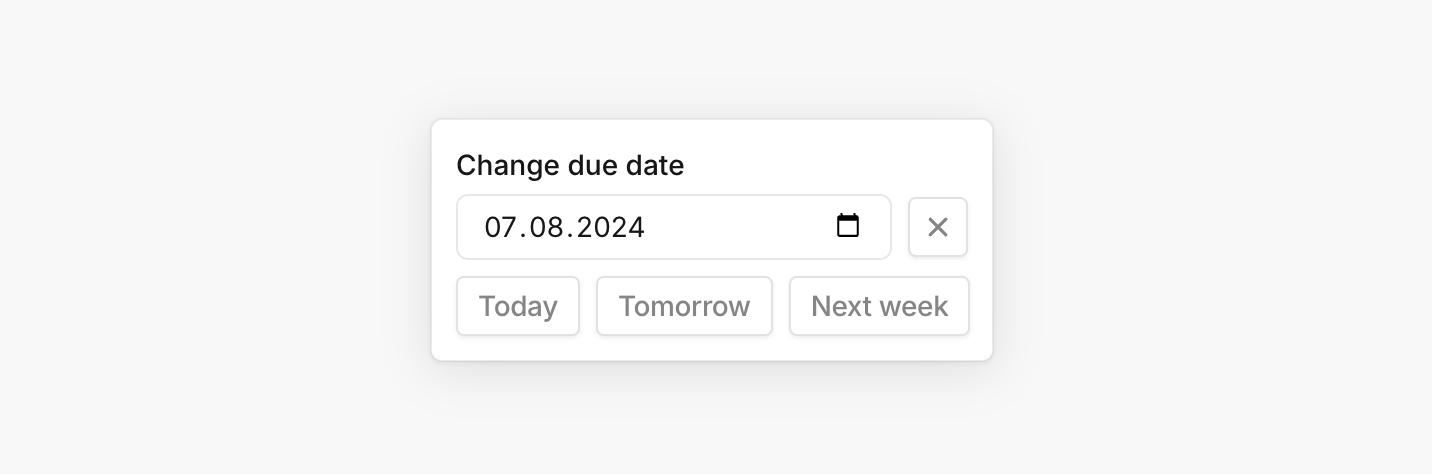 Screenshot of the due date picker